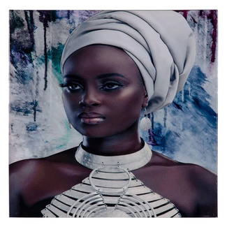Imagen de Cuadro Impreso Sobre Lienzo de Africana con Trazos Manuales 2,5 x 60 x 60 cm