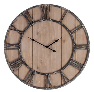 Imagen de Reloj de Pared de Madera DM Natural Negro 60 x 60 x 4 cm