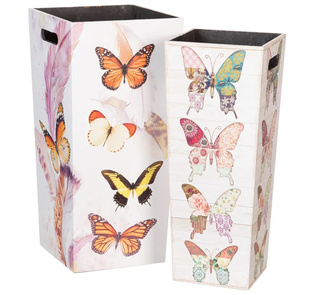 Imagen de Set 2 Paragueros Mariposas de Madera Prensada 25 x 25 x 53 cm 