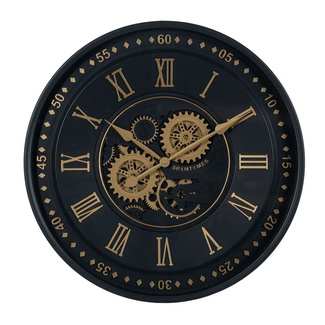 Imagen de Reloj de Pared de Hierro Negro Oro 59 x 59 cm 