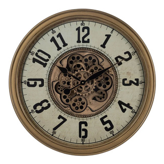 Imagen de Reloj de Pared de Hierro Crema Oro 66 x 66 cm  