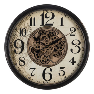 Imagen de Reloj de Pared de Hierro Negro Crema 66 x 66 cm 