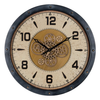 Imagen de Reloj de Pared de Hierro Negro Oro 72 x 72 cm 