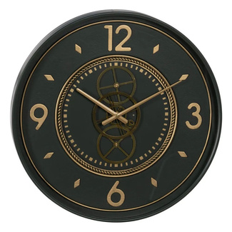 Imagen de Reloj de Pared Industrial de Hierro Verde Oro 55 x 55 cm