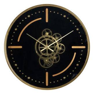 Imagen de Reloj de Pared Industrial de Hierro Negro Oro 46 x 46 cm 