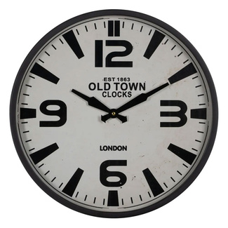 Imagen de Reloj de Pared de Hierro Negro Blanco 46 x 46 cm 