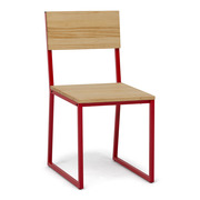 Silla Desmontable Oxford ECO Rojo con Madera de Pino Natural Marca Box Furniture